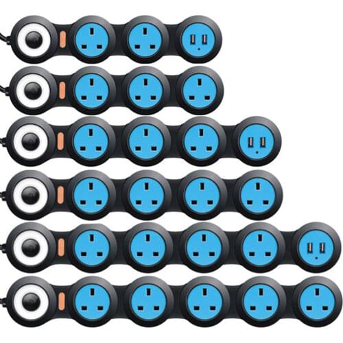 Electric Power Strip Flexible Rotary Movable Outlets UK Plug Socket with USB Indicator 1.8m Extension Cord 10A Travel Charger