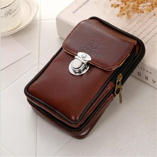 PU Leather Vintage Waist Packs Purse Men Travel Fanny Pack Belt Loops Hip Bum Bag Wallet Waist Bag Mobile Phone Pouch