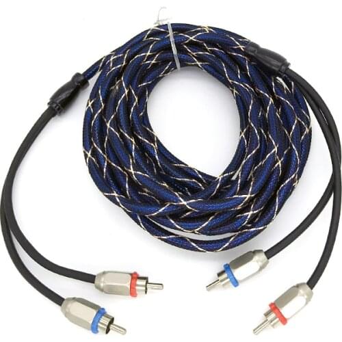 5M Cable 2 RCA to 2 RCA Car Audio System Amplifier Braided OFC Cable RCA Audio Cable for Digital Stereo Hi-fi System