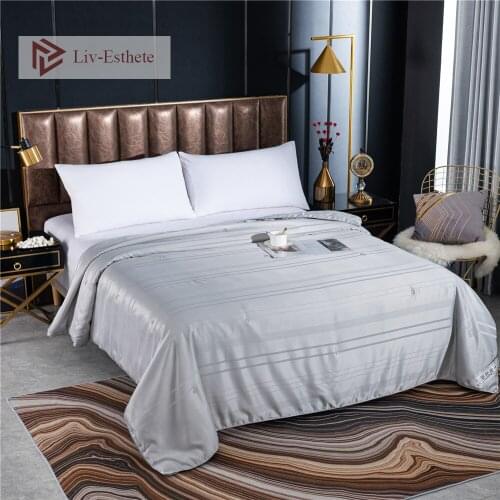 Liv-Esthete Top Grade 100% Natural Silk Gray Quilt Duvet Filling Silk Comforter Handmade 4 Season Queen King Bedding in Filler