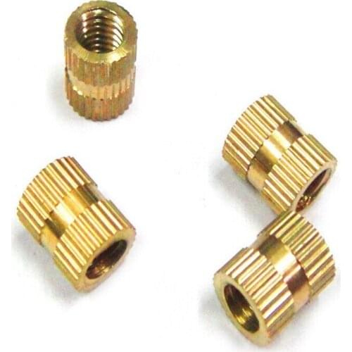 100pcs M3 M4 M5 Copper Inserts Brass Double Pass Knurl Nut Embedded Fastener copper knurled nut