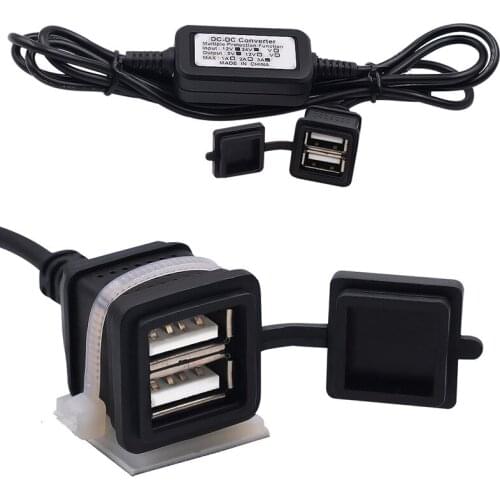Motorcycle/Auto/RV Car Mobile Phone Charger Universal Dual USB Car Waterproof Charger 12/24V