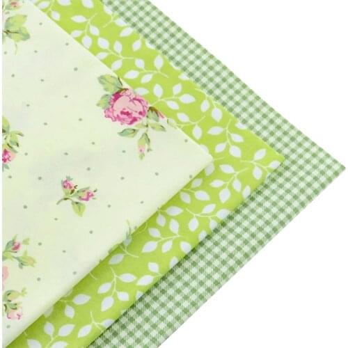 3 piece green fat quarter 40cmx50cm 100% cotton fabric patchwork quilting bedding sewing fabrics tecido home textile tissue