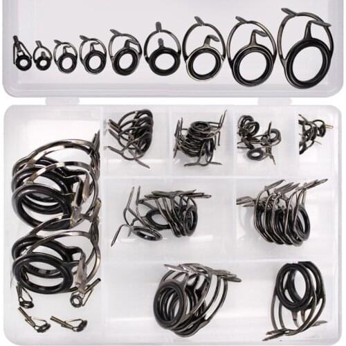 45PCS/set Top Tip Guide for Spinning Casting Fishing Rod Building Repair Eye Line Ring