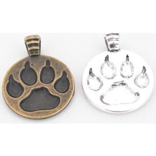 NEW 8pcs/Lot 28x21mm Two Colors Plated Animal paw print print Charm Pendant DIY Handmade Necklace Jewelry Accessories