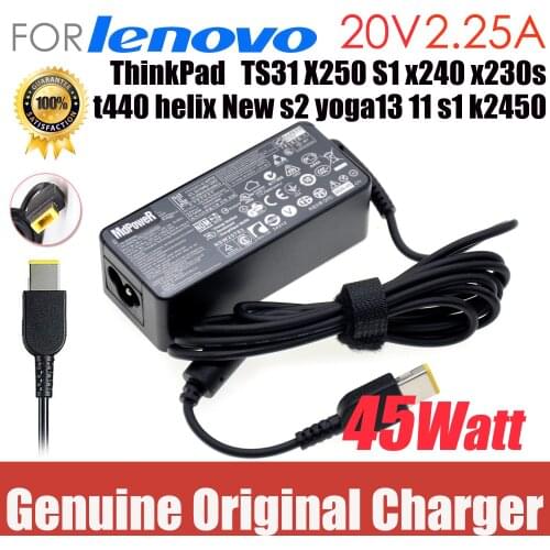 Original AC adapter FOR Lenovo Thinkpad X240 X230s X250 X240S X260 T450 T460 S1 S2 S3 S5 X1 YOGA 11E 20V 2.25A 45W Charger