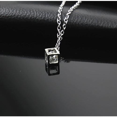 Simple Style Cubic Zirconia Necklaces &Pendants Silver Color Fashion Jewelry For Women Chain Accessiories X259