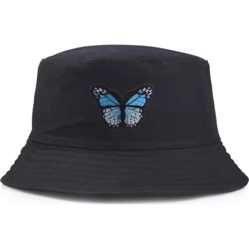 Butterfly Embroidery New Fashion Bucket Hat Unisex Girls Summer Beach Panama Men Caps Women Sun Fishing Outdoor Fishermans Hats