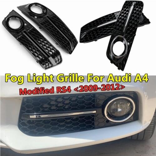WL 2pcs FogLamp Cover Facelift Car Front Lower Bumper Fog Light Grille For Audi A4 B8 Modified RS4 Replace Refit Racing Grills