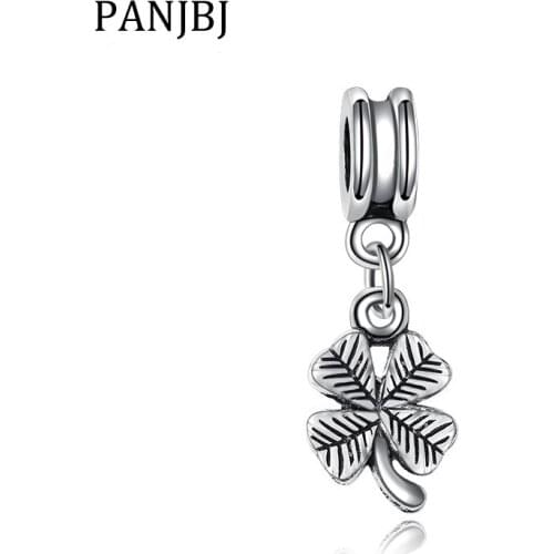 New Original Bead Alloy Lucky Clover Dangle Charm Fit Bracelet Necklace DIY Women Jewelry