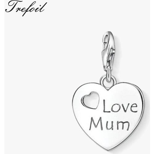 Love Mum Charms Pendant,Fashion Jewelry 925 Sterling Silver Classic Gift For Mother Fit Bracelet Necklace Bag 2018 New