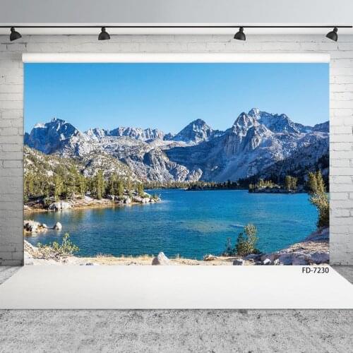Nature Spring Lake Mountain Photo Backdrops Vinyl Photocall Backgrounds for Children Baby Portrait Photoshoot Photography Props