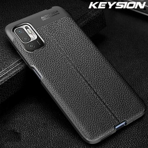 KEYSION Shockproof Case For Xiaomi POCO M3 Pro 5G X3 GT F3 Leather Texture Silicone Phone Cover for Redmi Note 10 5G Pro Max 10S
