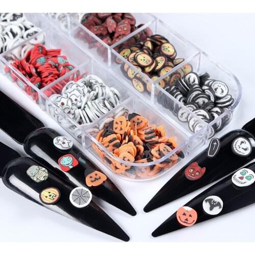 Christmas Pumpkin Soft Ceramic Nail Art 3D DIY Decorations Tools Slices Polymer Clay Slices Sequins Holiday Nail Accessories