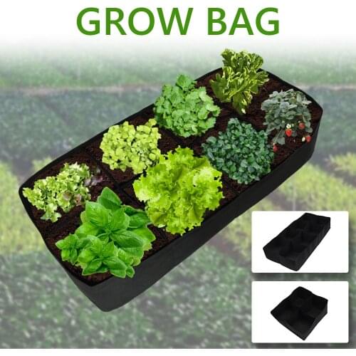 Grow Bag Fabric Garden Plant Bed Vegetable Plante Seedling Gallon Tree Handle 4/8-Hole Rectangular Container Planting Grow Bags