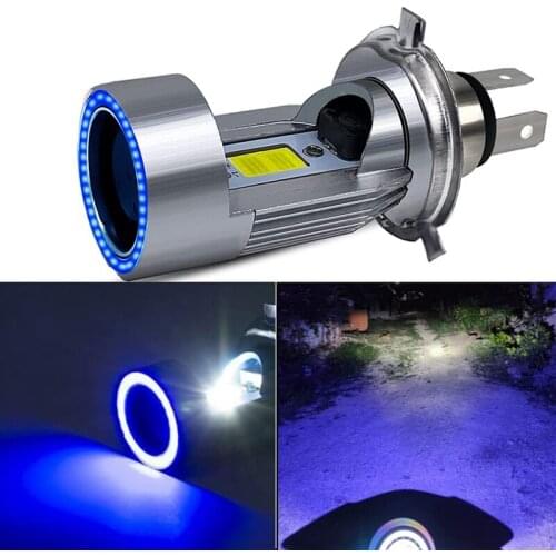 H4 LED Headlight Bulb Motorcycle Hi/Lo Beam with Angel Eye Daytime Running Light 25W 3000LM Super Bright 6000K