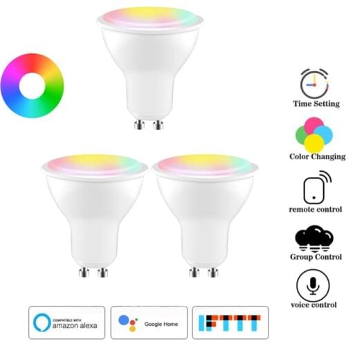 Wifi Smart Gu10 LED Light Bulbs Spotlight Control With Alexa Google Home IFTTT 4W RGBCW Tuya/smart Life APP Smart Home Control