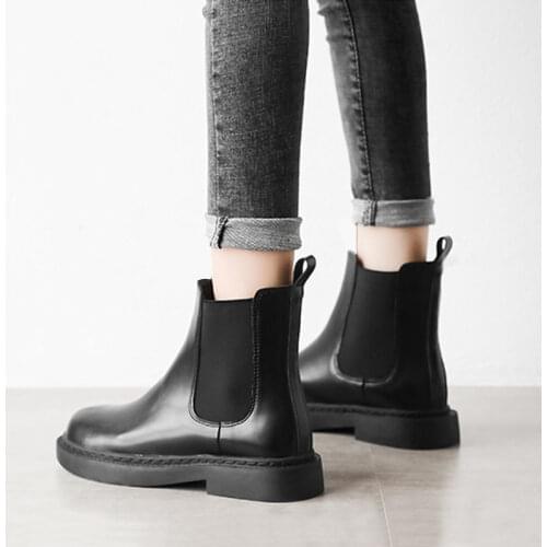 Womens Ankle Boots British Style Girls Naked Boot Round Toe Winter Shoes Woman Flat Fashion Boot