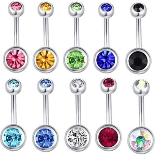 Woman Jewelry Crystal Navel Ring Stainless Steel Rhinestone Belly Button Rings Female Accessories Sexy Women Body Piercing