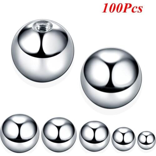 100Pcs Stainless Steel Ear Lip Stud Nose Ring Eyebrow Piercing Screw Balls Body Jewelry Piercing Replacement Attachments Balls