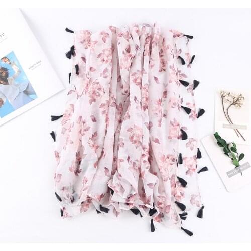 2021 Women Floral Printed Pattern Square Cotton Tassel Scarf Shawls Wraps Hijabs 10pcs/lot