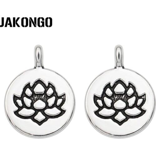 30PCS Antique Silver Plated Lotus Flower Charms Pendants for Jewelry Making Bracelet DIY Accessories Craft 20x15mm