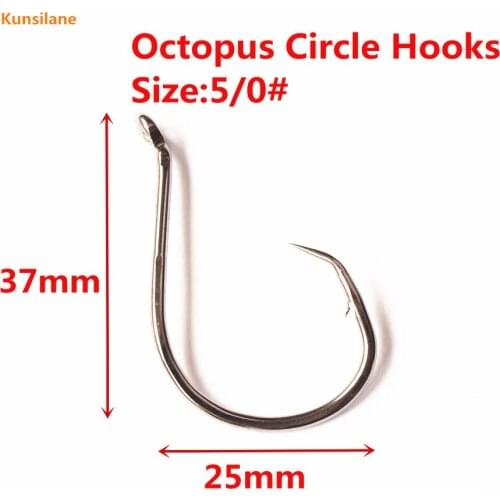 50pcs 5/0 High Carbon Steel Chemically Sharpened Octopus Circle Fishing Hooks 7385 Ocean Fish Hook -A offset fishhooks