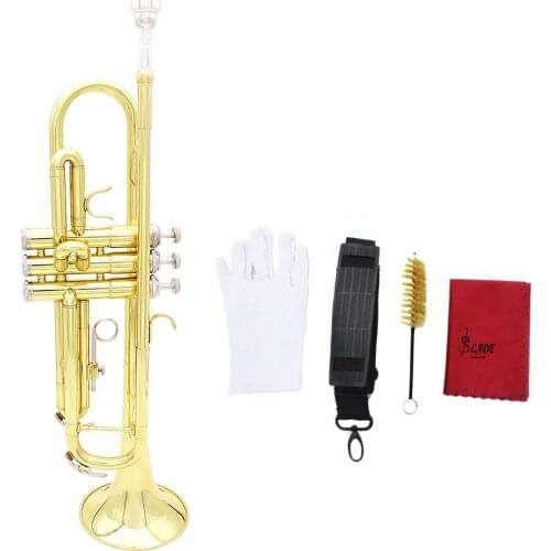 Trumpet Bb B Flat Silver-plated Brass Exquisite with Mouthpiece Cleaning Brush Cloth Gloves Strap