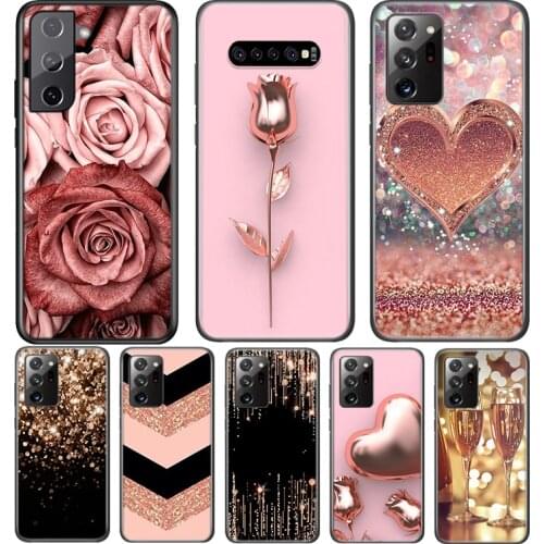 Love Rose Gold Style For Samsung Galaxy S21 S20 FE Ultra S10 S10E Lite 5G S9 S8 S7 S6 Edge Plus Phone Case