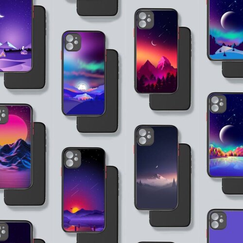 Ins artistic aurora landscape Phone Case For iphone 12 11 8 7 plus mini x xs xr pro max matte transparent cover
