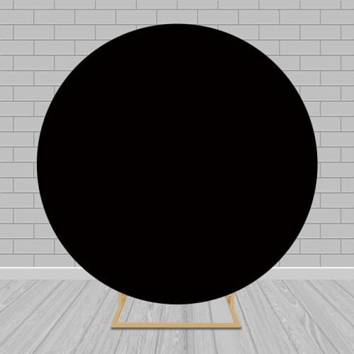 Black Round Backdrop Cover Custom Name Birthday Party Decoration Photo Background Cake Table Circle Backdrops