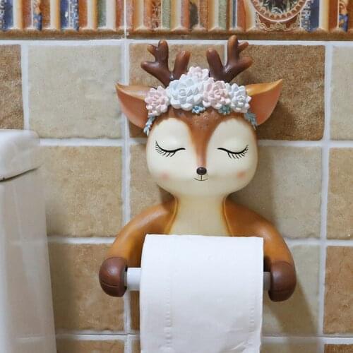 Elk Shape Toilet Paper Holder Toilet Hygiene Resin Tray Free Punch Hand Tissue Box Household Paper Towel Holder Reel Spool Devic