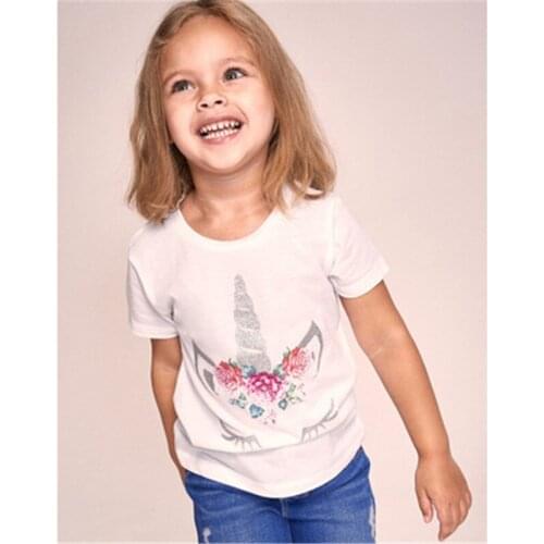 Bambino Pink Unicorn T-shirts Unicorn Clothes100% Cotton New Summer Children Tops 2-7Years Little Girls Clothing Baby Costume