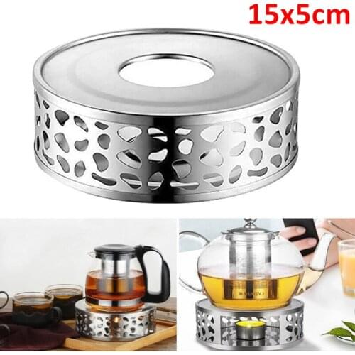 Home Stainless Steel Tea Warmer Teapot Holder Round Base Coffee Milk Heater Stand For Teapot Cups Stove