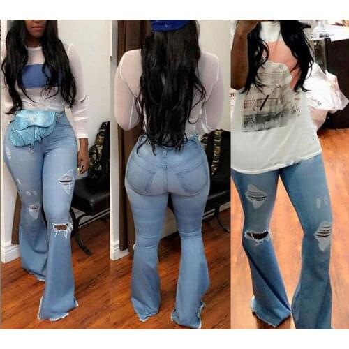 New Flare Jeans Pants Women Vintage Denim Jeans Women High Waist Fashion Stretch Pocket Trousers Wide Leg Jeans