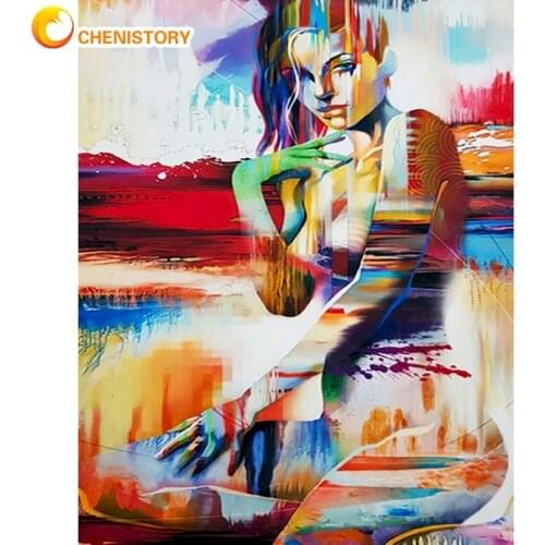 CHENISTORY 40x50cm Oil Painting By Numbers Adults DIY Gift Abstract Women Figure Picture By Number Wall Art Home Decoration