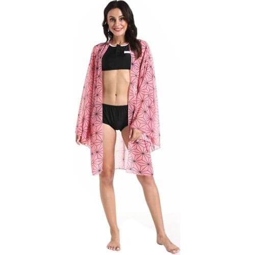 Anime Demon Slayer Kimetsu no Yaiba Kamado Nezuko Cosplay Bikini Beach Swimsuit Set