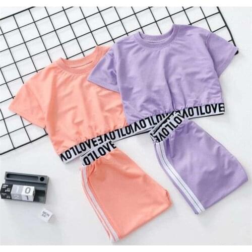 Summer Girls Fashion Letter Suit Baby Kids Children Clothing Set Including T-shirt+ Pant