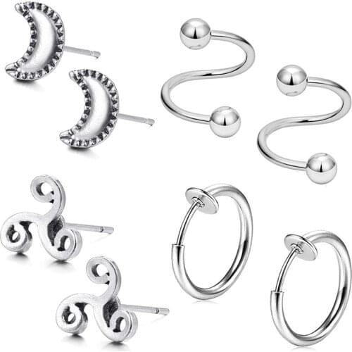 Ear Cuff Wraps Stainless Steel Tragus Helix Cartilage Earrings Studs Clip On Earrings for Women Girls Piercing Jewelry