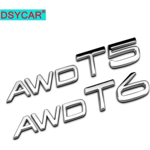 DSYCAR 1Pcs 3D Metal AWD T5 T6 Car Side Fender Rear Trunk Emblem Badge Sticker Decals for Lifan S60L XC60 V40 XC90 Car Styling