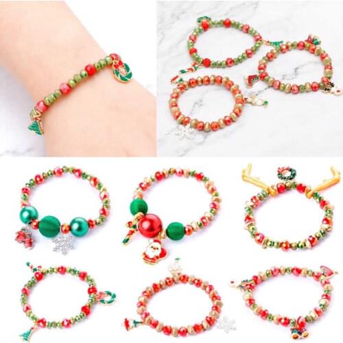 Fashion Bracelet Jewelry Beads Crystal Claus Women Christmas Santa Charm Stone