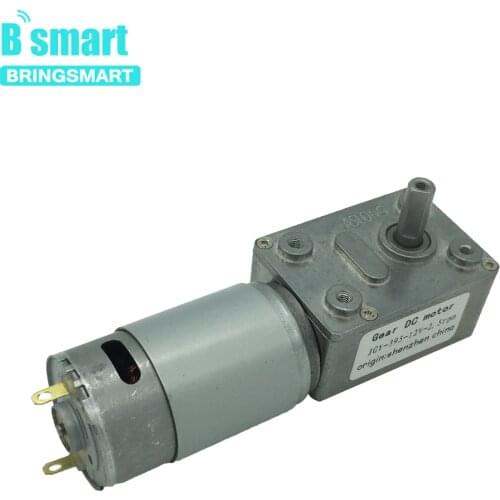 Bringsmart JGY-395 Worm Gear Motor Low Speed 12V Worm Reduction Gearbox Engine 2.5-210RPM Self-locking Geared Motor
