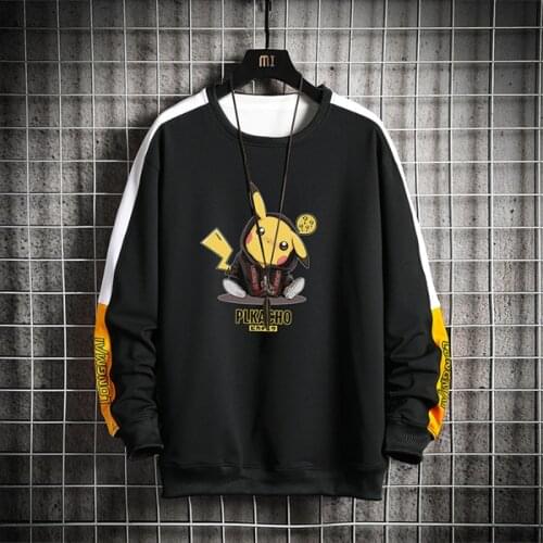 EL BARCO Funny Cartoon Print Men Hoodies Sweatshirt Autumn Cotton Black White Male Tops Coat Harajuku Blue Grey Pullover Jackets