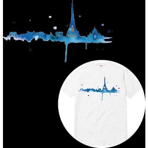 Blue Link Heat transfer Printing Stickers Diy Women Clothes deal with it Tower Iron on Patches for Clothing Girl Decor