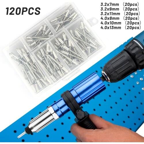 New 120pcs Rivets Dome Head Open Blind Aluminium Body Steel Shank Ø3.2mm 4.0mm Used With Rivet Gun Easy To Operate Efficient