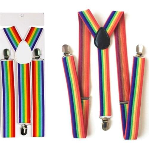 2021 New Children Rainbow Strap Clip Colorful Striped Baby Suspenders Belt Boys and Girls Fashion Straps Anti-drop Belts Buckle