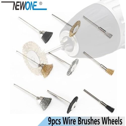 Wire Brushes Wheels 9PCS Mini Drill Rotary Tool Metalworking Accessories