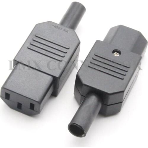 10PCS IEC320 C13 Female Socket 10A 250V Terminal Power Plug Inlet Socket Connector Copper Male Plug