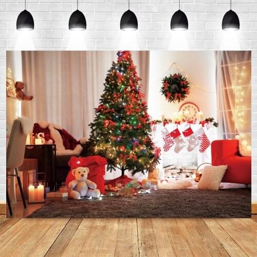 Yeele Christmas Backdrop Photocall Glitter Tree Gift Baby Birthday Portrait Background Fireplace Photography Photo Studio Props