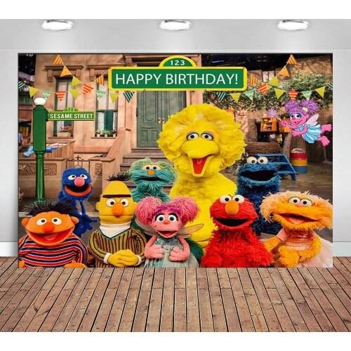 Sesame Street Birthday Party Backdrop for Photography Newborn Kids Cartoon Photo Background Studio Party Decoration Birthday